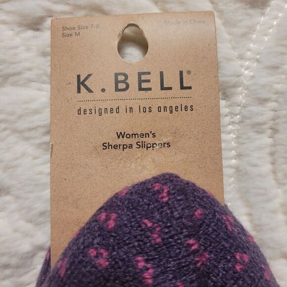K Bell Slippers Adorable Dog Puppy Face Sherpa Womens Size Medium 7 - 8 New OOS - Picture 3 of 5